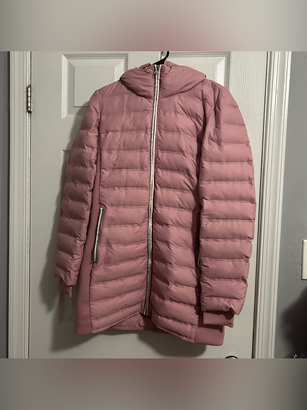 GapFit Dusty Pink Hooded Puffer Parka Jacket with Thumbholes - Size S